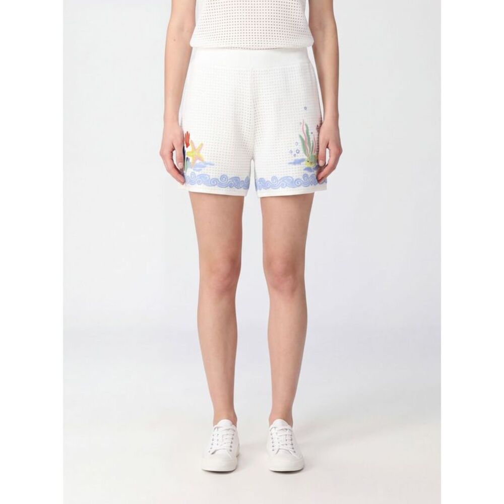 Casablanca Women Casablanca Embroidered Perforated Cotton Knit Shorts